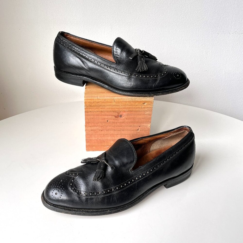 Vintage Johnston & Murphy Aristocraft Black Wingtip Tassel Loafers Brogues 9.5